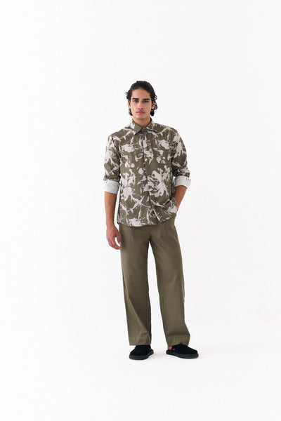 FLORAL SHIRT-OLIVE FLORAL