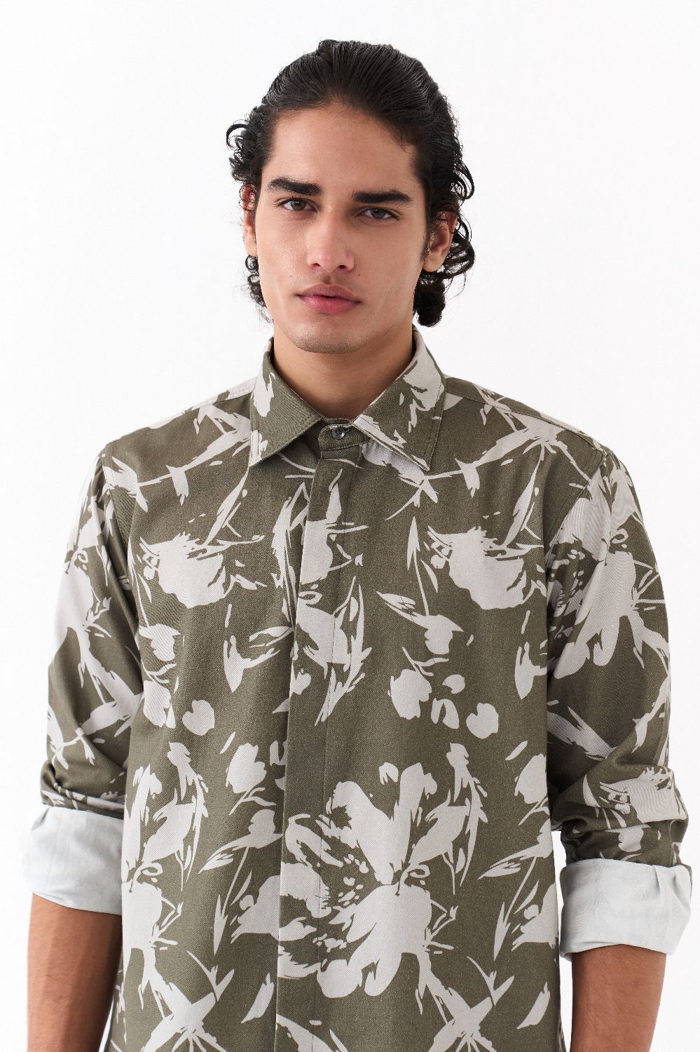 FLORAL SHIRT-OLIVE FLORAL
