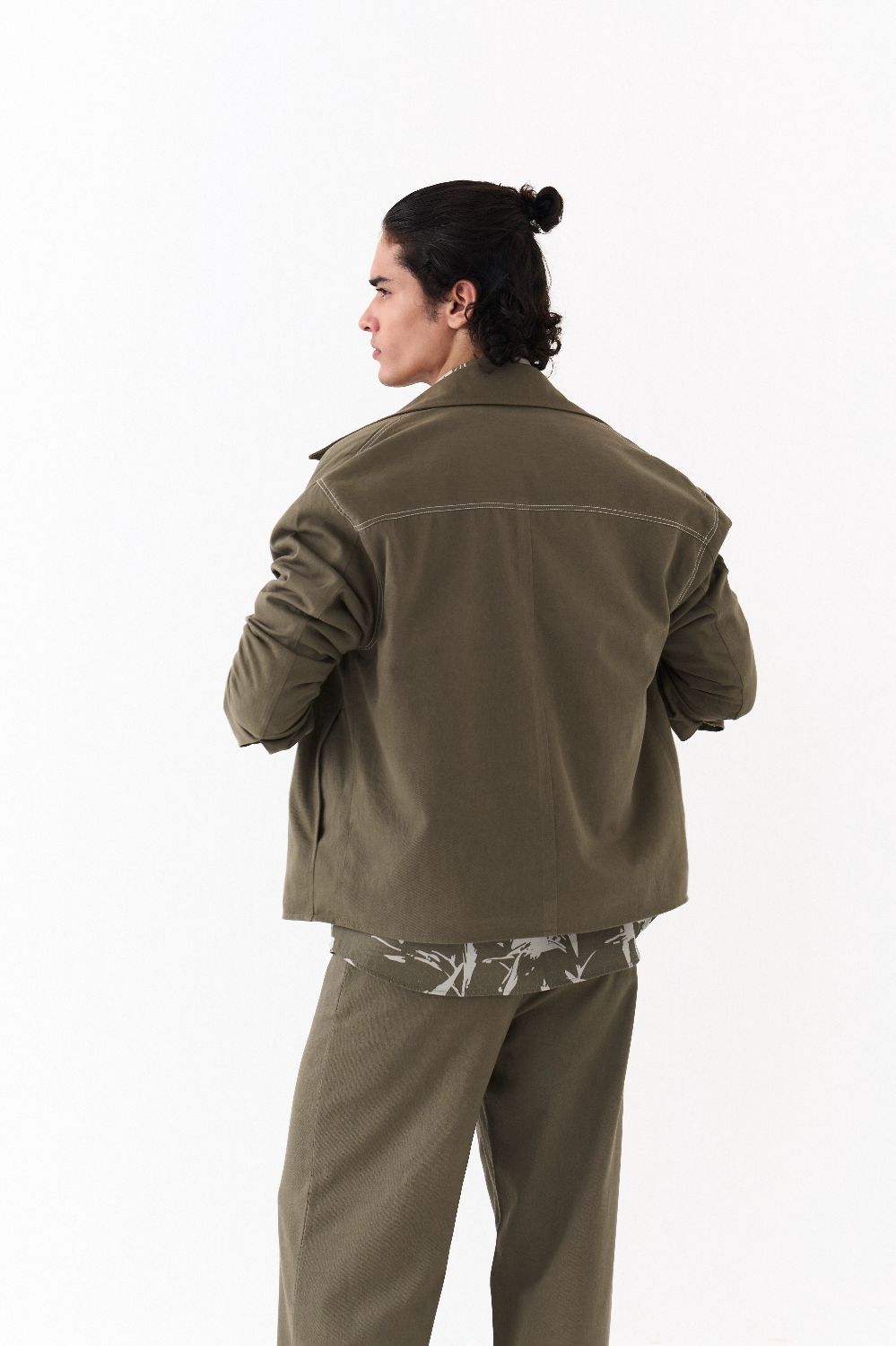 UNISEX JACKET CO-ORD (SETOF 3)-OLIVE FLORAL