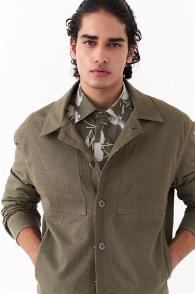 UNISEX JACKET CO-ORD (SETOF 3)-OLIVE FLORAL