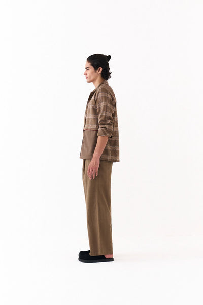 SOLID PANEL SHIRT-CEDAR