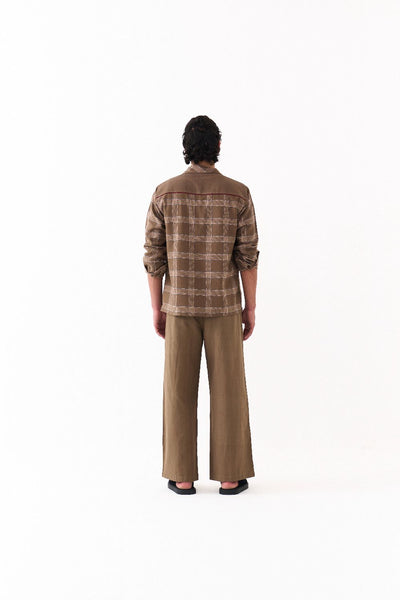 SOLID PANEL SHIRT CO-ORD-DENIM BLUE