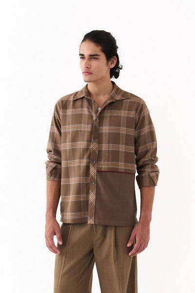 SOLID PANEL SHIRT CO-ORD-DENIM BLUE