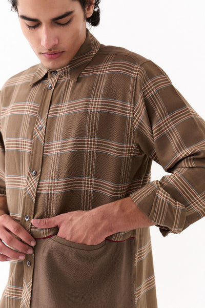 SOLID PANEL SHIRT CO-ORD-DENIM BLUE