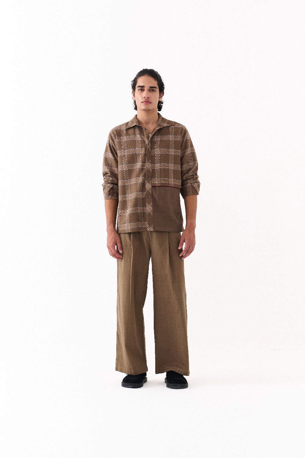 SOLID PANEL SHIRT-CEDAR