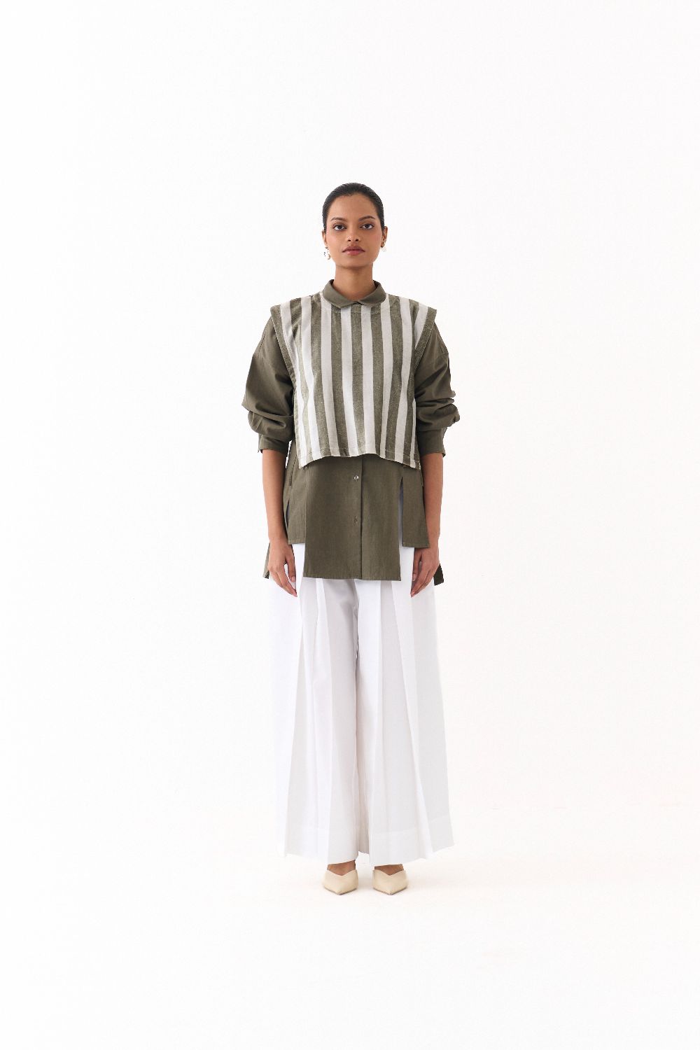 PANELLED SHIRT (set)-OLIVE