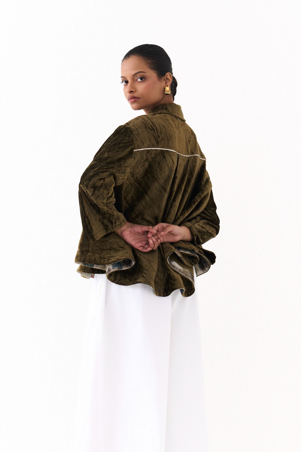 WIDE HEM SHIRT -DARK OLIVE