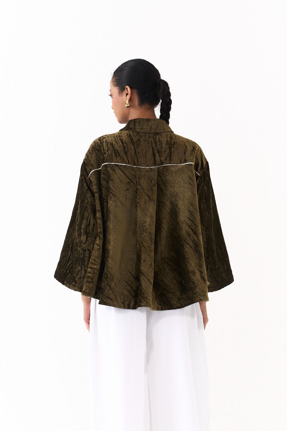 WIDE HEM SHIRT -DARK OLIVE