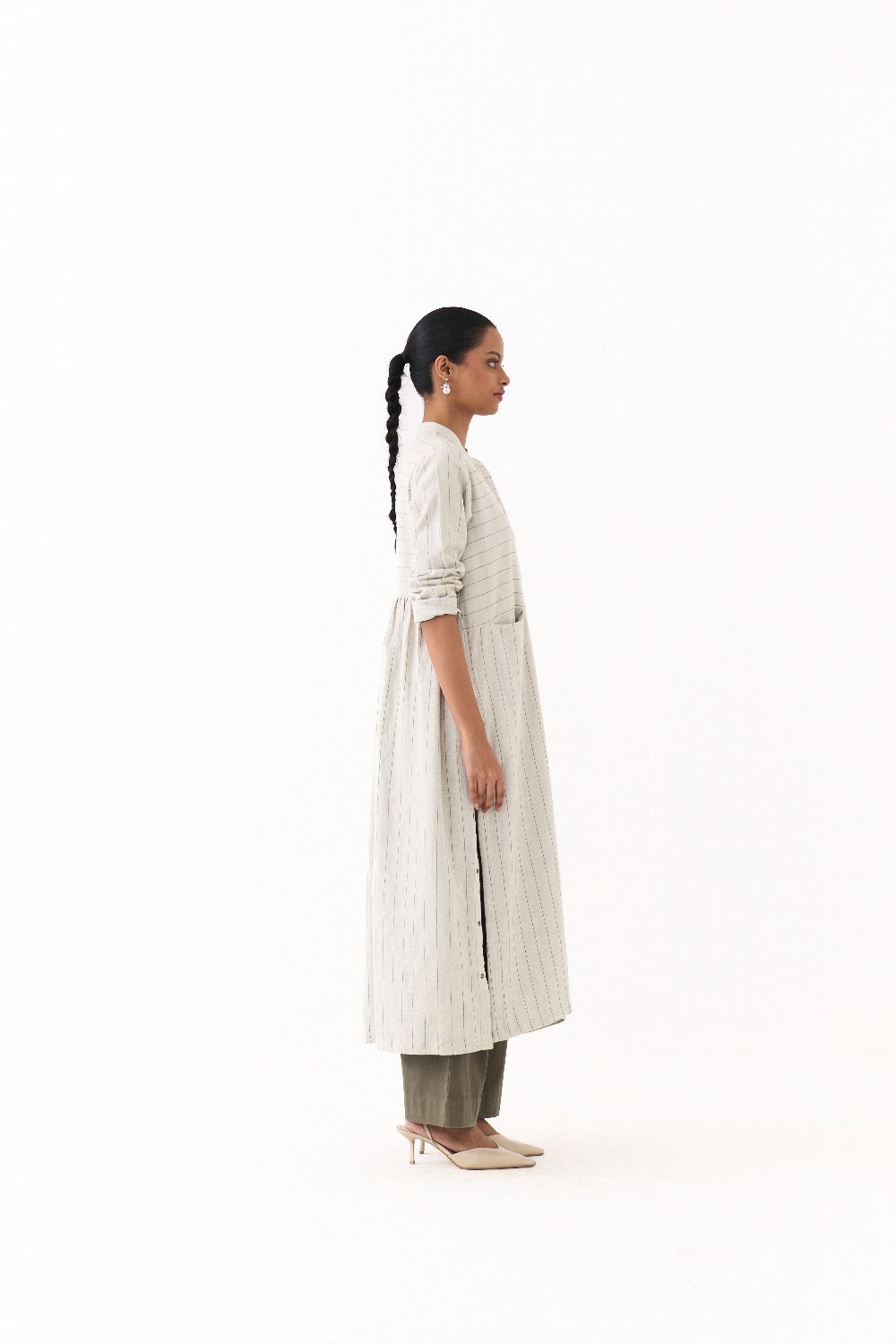 BACK GATHER JACKET CO-ORD (SET OF 2)-BEIGE & OLIVE