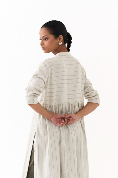 BACK GATHER JACKET CO-ORD (SET OF 2)-BEIGE & OLIVE