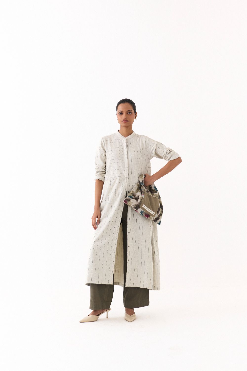 BACK GATHER JACKET CO-ORD (SET OF 2)-BEIGE & OLIVE