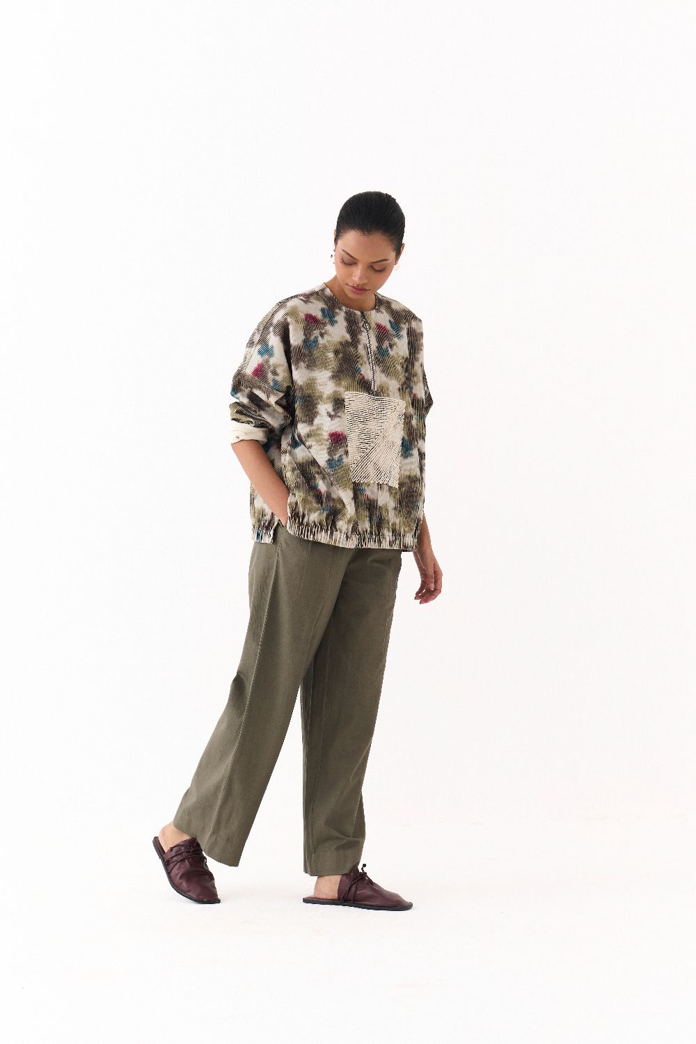 ROUND NECK JUMPER CO ORD (SET OF 2)-MULTICOLOR