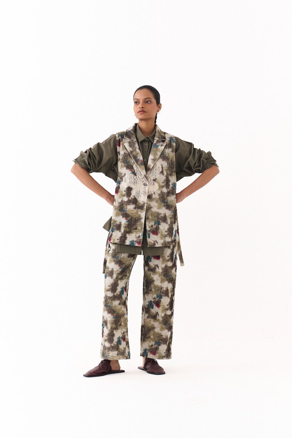 WAISTCOAT CO ORD (SET OF 3)-MULTICOLOR