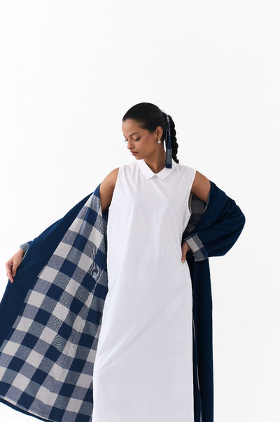 NOTCH COLLAR OVERLAY CO ORD
(SET OF 3)-NAVY & WHITE