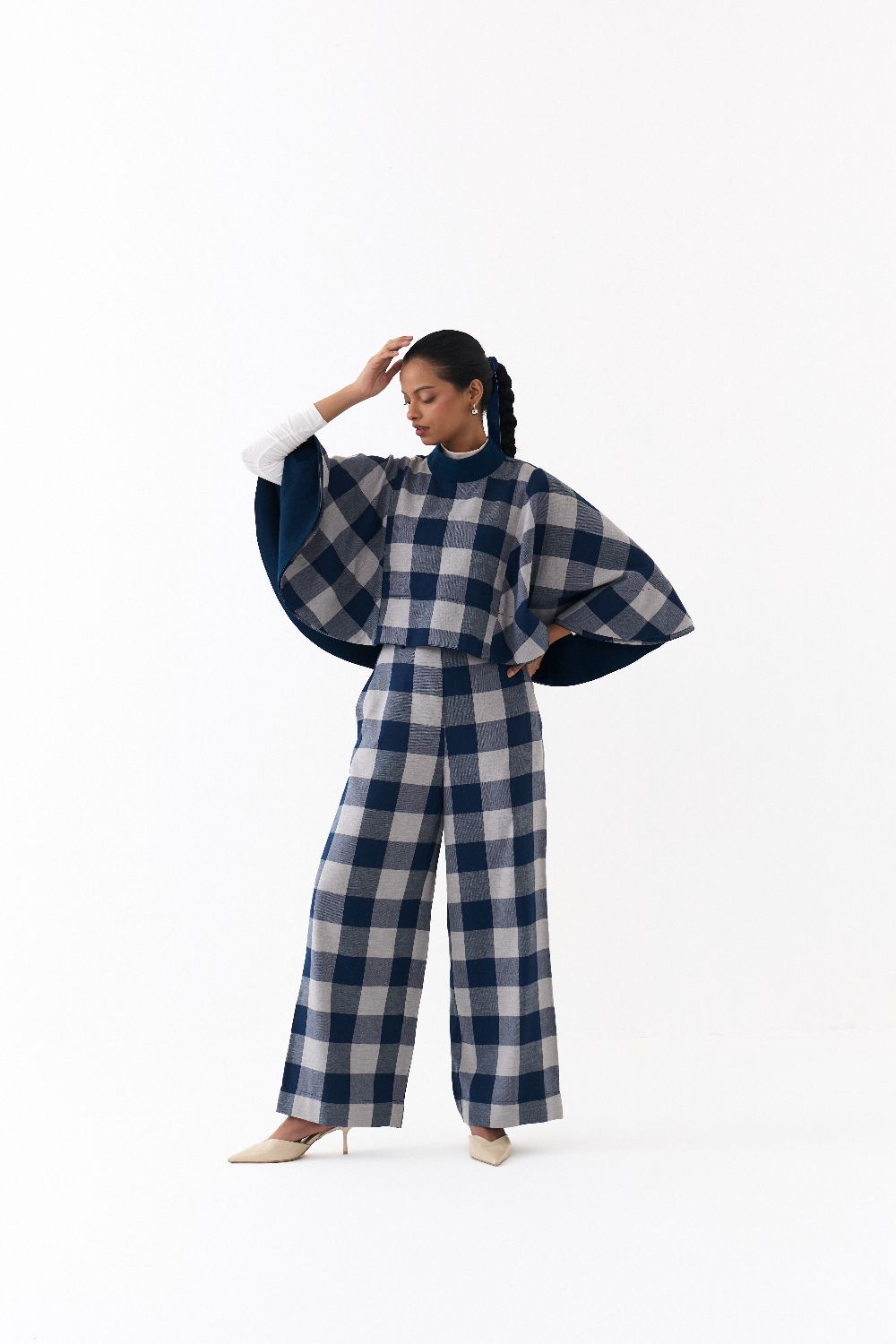 REVERSIBLE PONCHO CO ORD
(SET OF 2)-NAVY