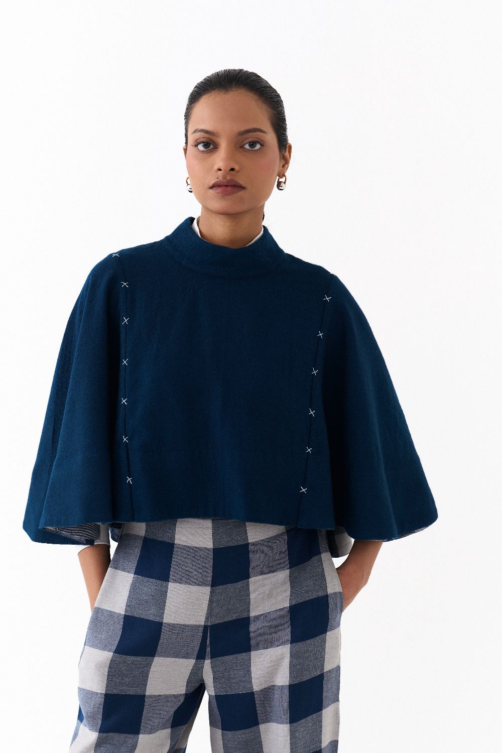 REVERSIBLE PONCHO CO ORD
(SET OF 2)-NAVY