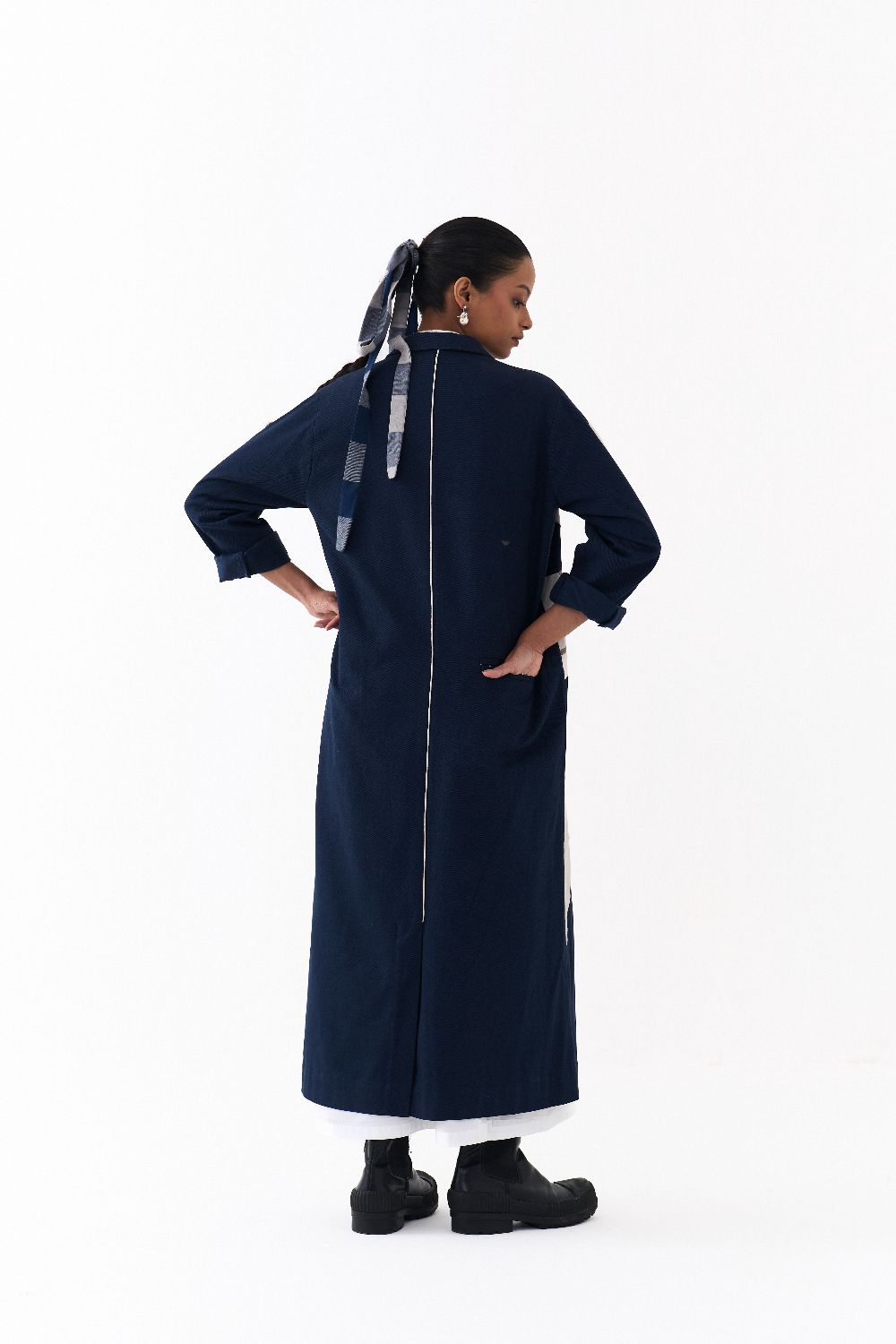 FLORAL APPLIQUE JACKET -NAVY