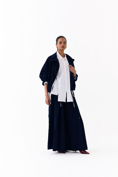 DRAWSTRING BOMBER CO ORD
(SET OF 3)-NAVY & WHITE