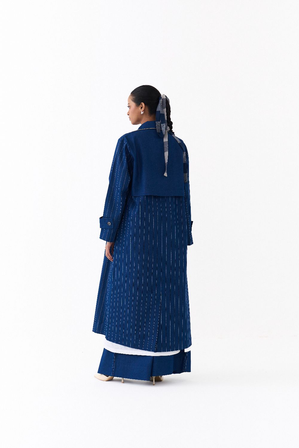 DOUBLE BREASTED TRENCH OVERLAY-DENIM BLUE