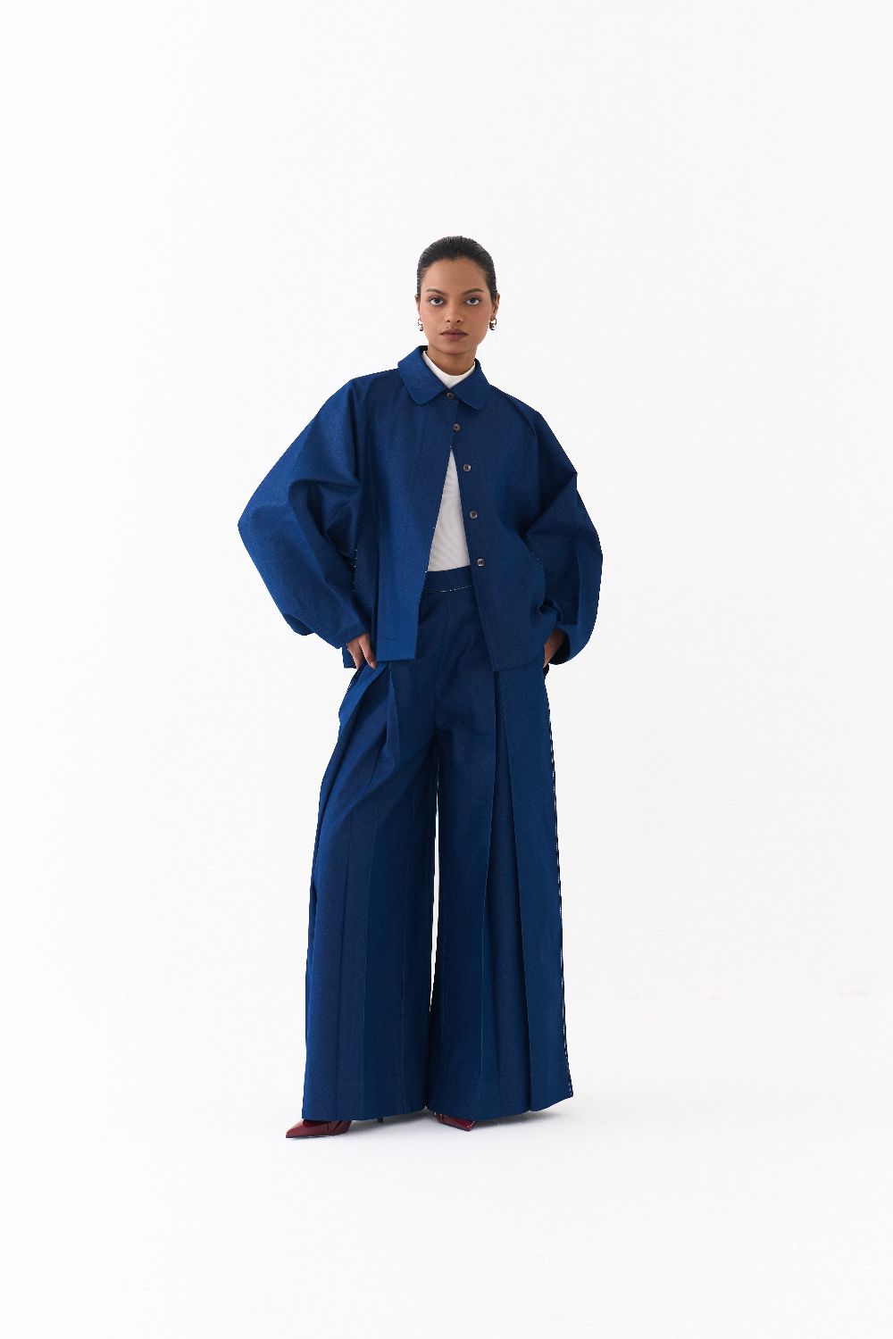BAT SLEEVE JACKET CO ORD
(SET OF 2)-DENIM BLUE