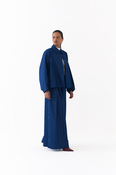 BAT SLEEVE JACKET CO ORD
(SET OF 2)-DENIM BLUE