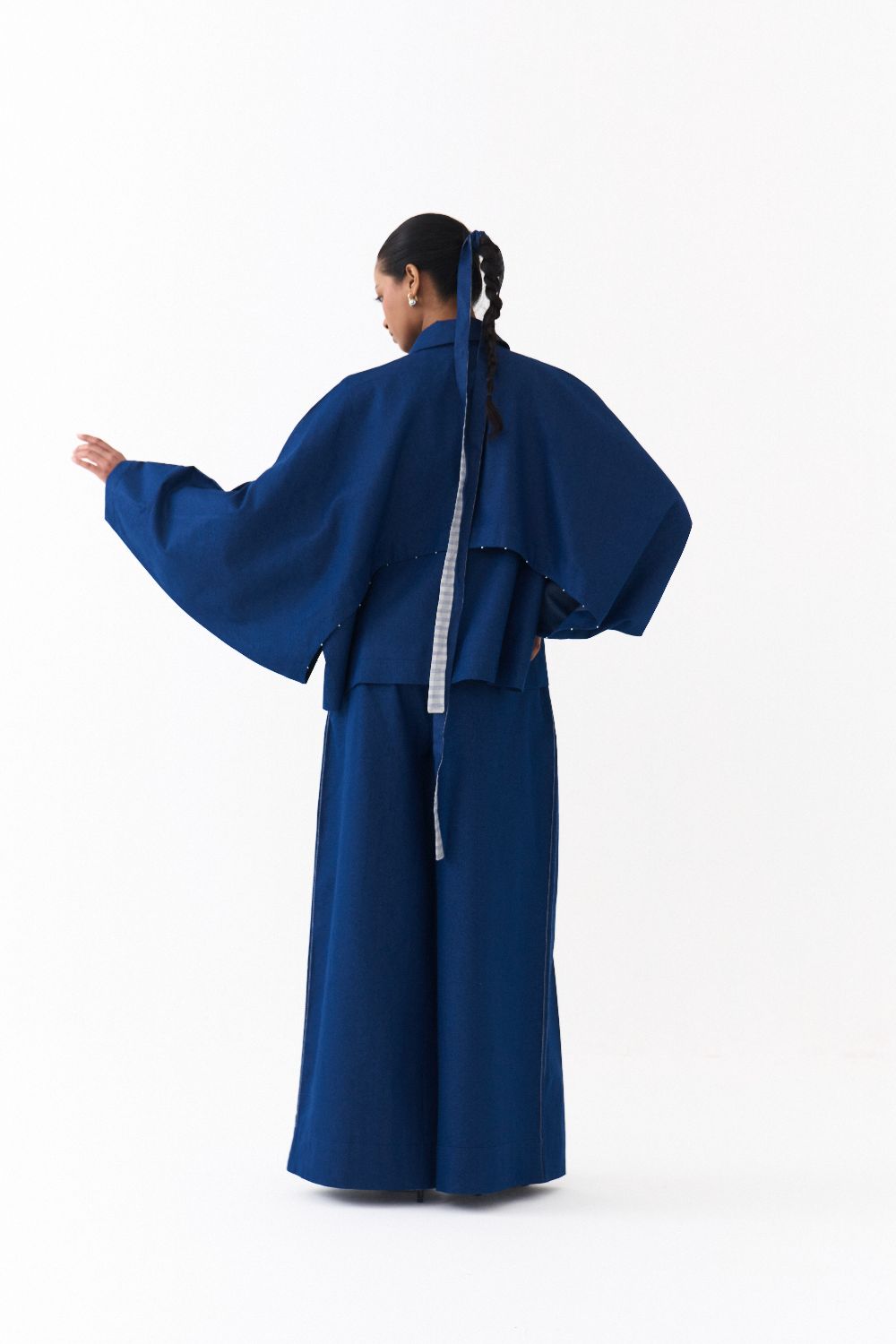 BAT SLEEVE JACKET CO ORD
(SET OF 2)-DENIM BLUE