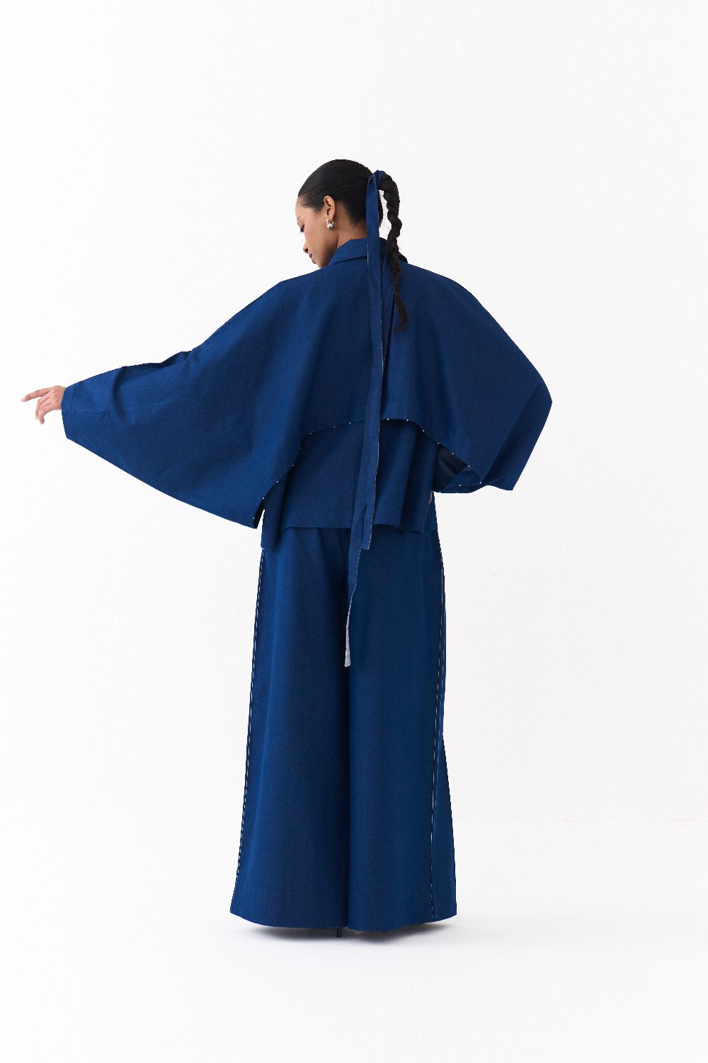 BAT SLEEVE JACKET CO ORD
(SET OF 2)-DENIM BLUE