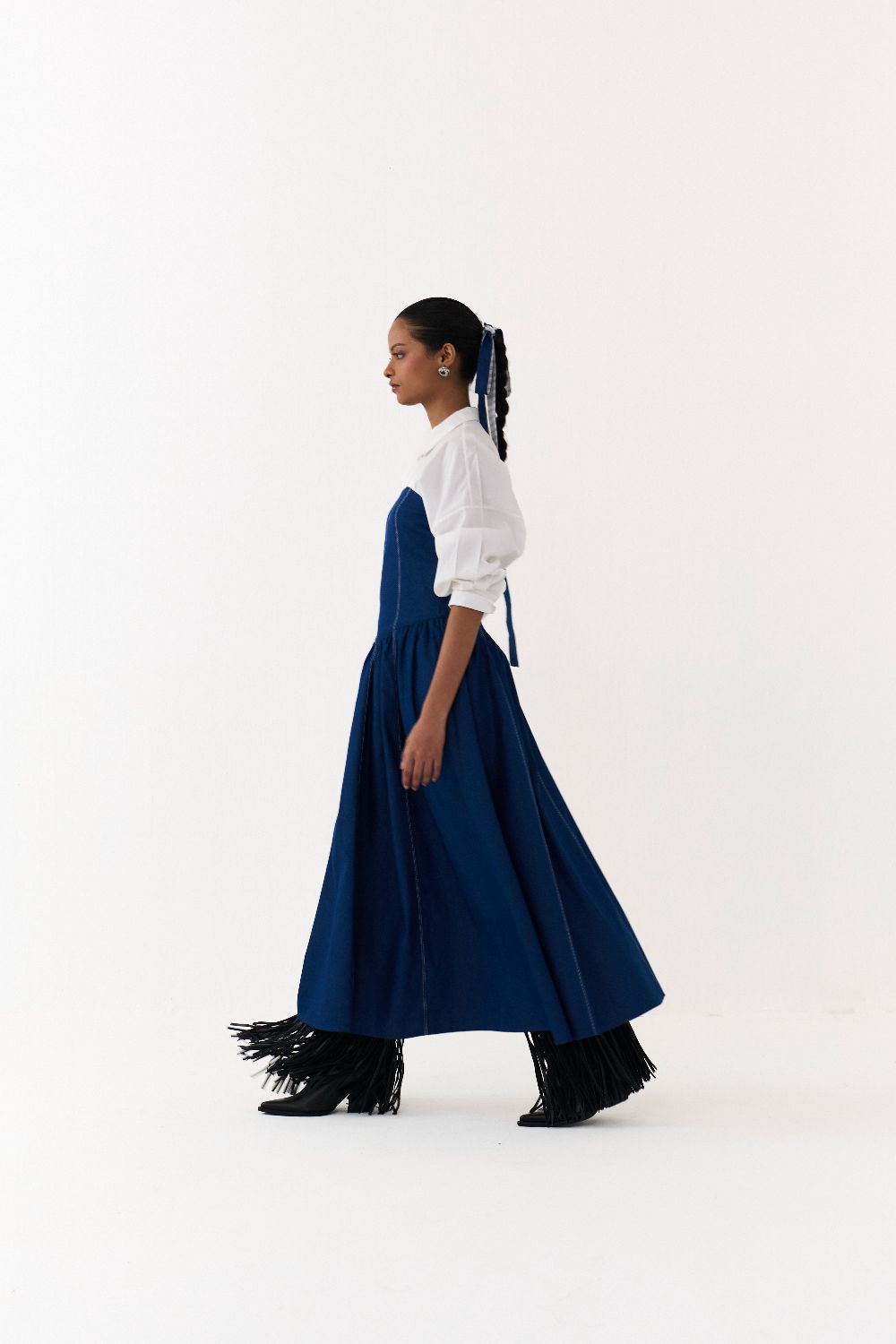 CORSET DRESS CO ORD
(SET OF 2)-DENIM BLUE & WHITE