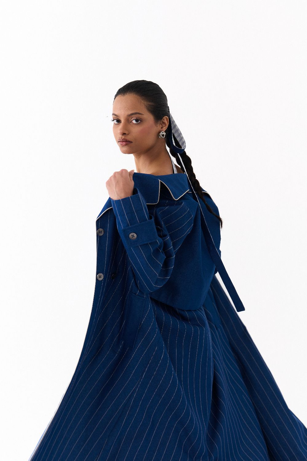 CORSET DRESS CO ORD
(SET OF 2)-DENIM BLUE