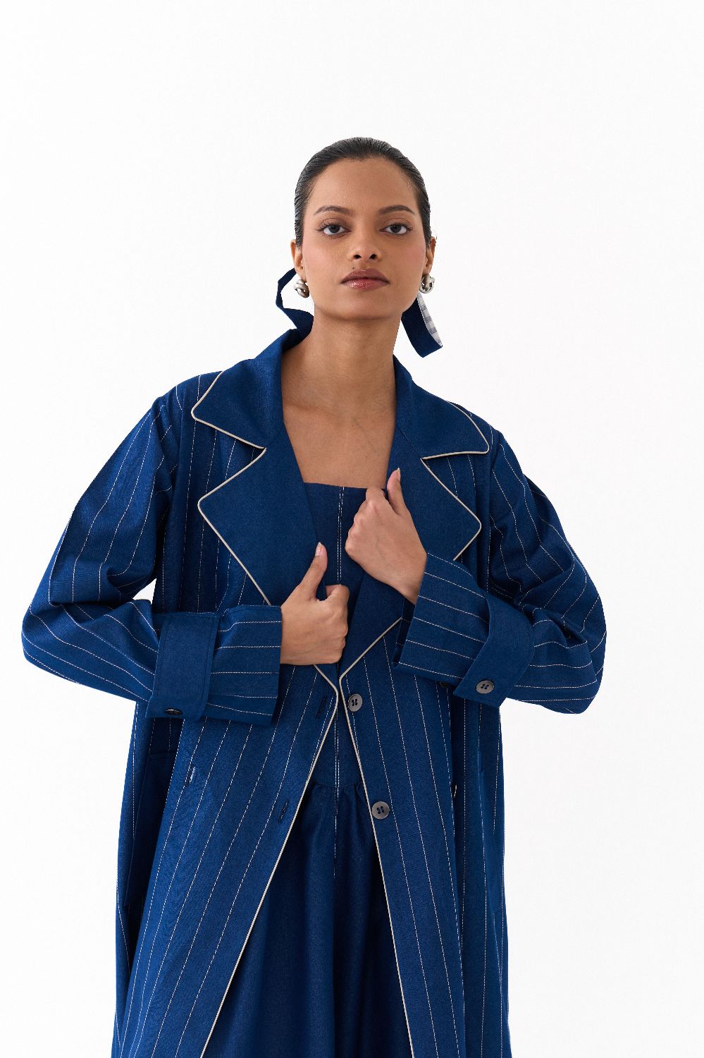 CORSET DRESS CO ORD
(SET OF 2)-DENIM BLUE