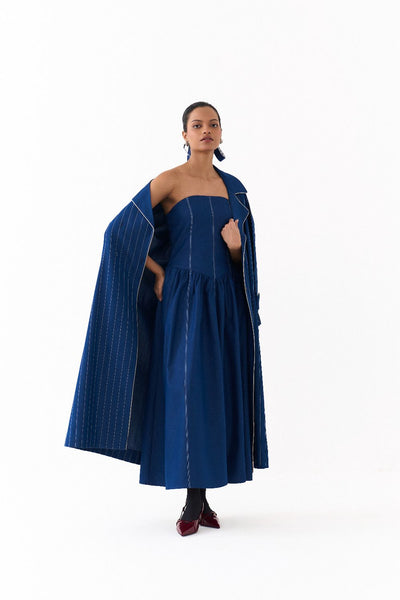 CORSET DRESS CO ORD
(SET OF 2)-DENIM BLUE