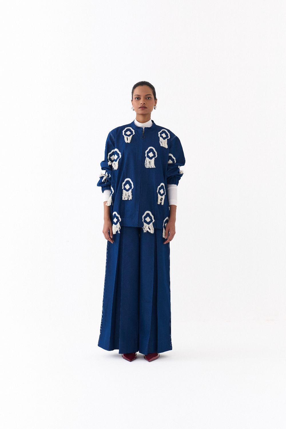 FRINGE BOMBER -DENIM BLUE