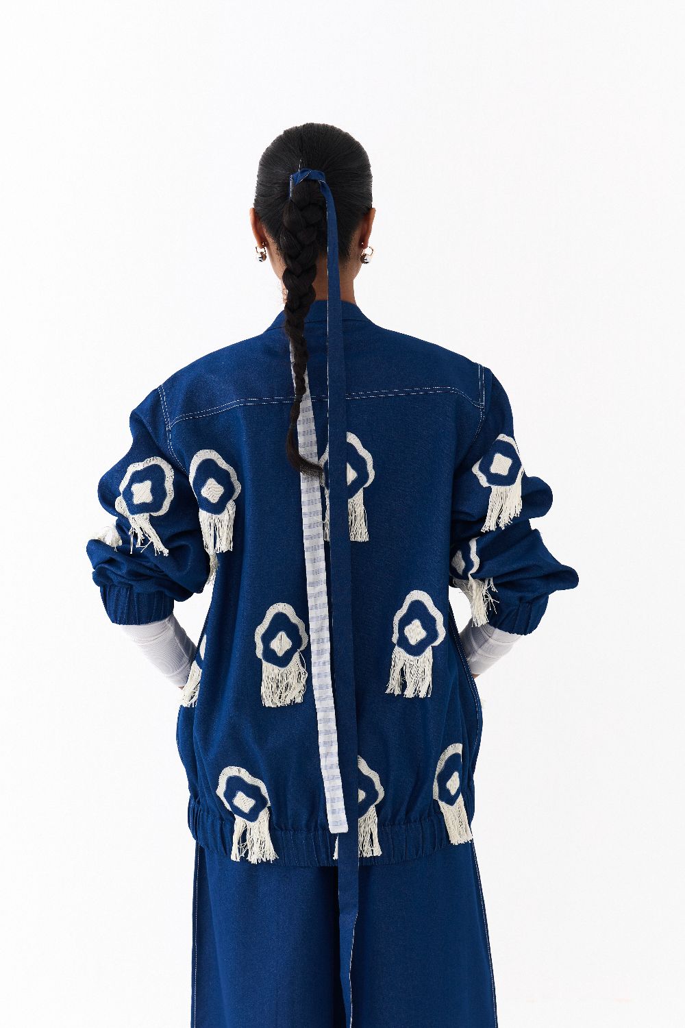 FRINGE BOMBER -DENIM BLUE