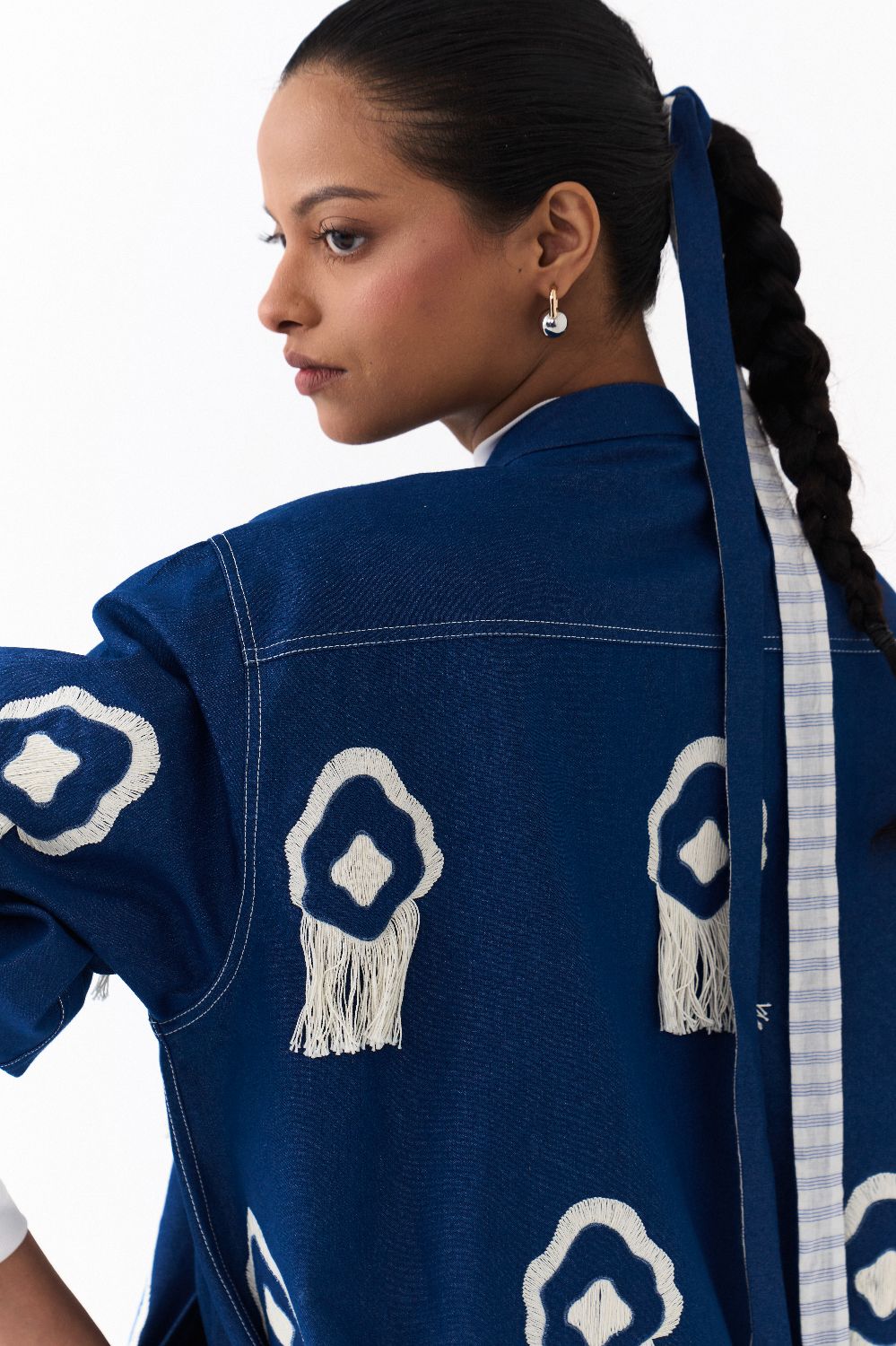 FRINGE BOMBER -DENIM BLUE