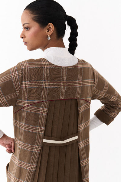 BACK PLEAT JACKET-CEDAR CHECK + CEDAR