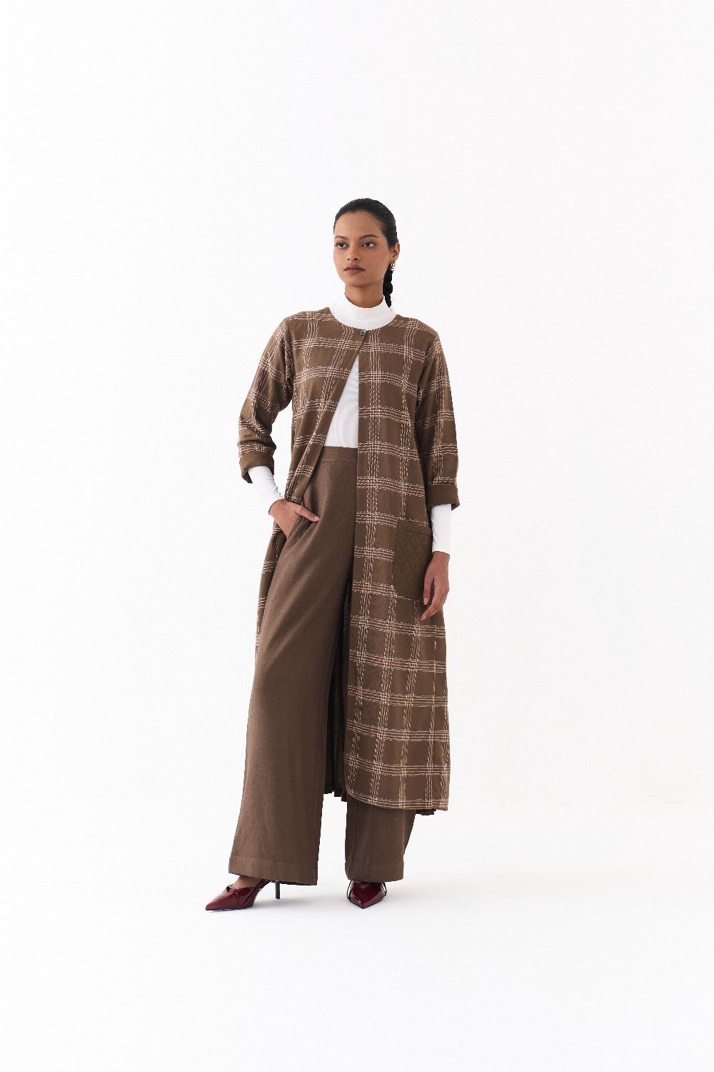 BACK PLEAT JACKET CO ORD (SET OF 2)-CEDAR