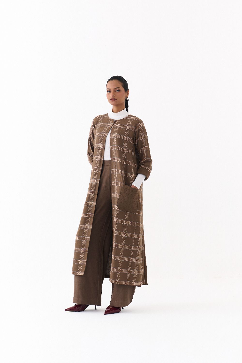 BACK PLEAT JACKET-CEDAR CHECK + CEDAR