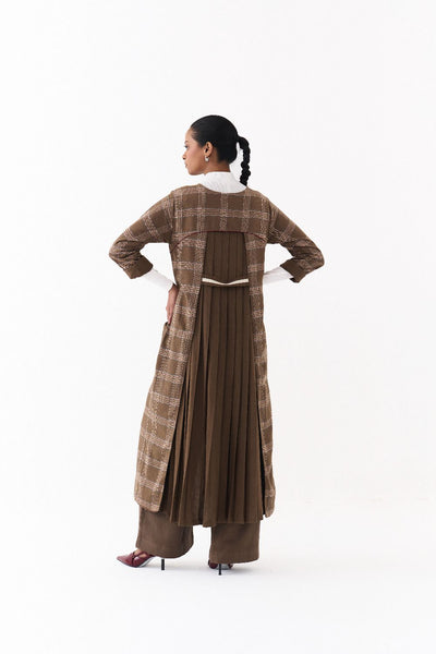 BACK PLEAT JACKET CO ORD (SET OF 2)-CEDAR
