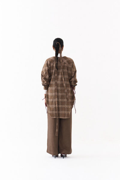 DRAWSTRING SHIRT CO ORD (SET OF 2)-CEDAR