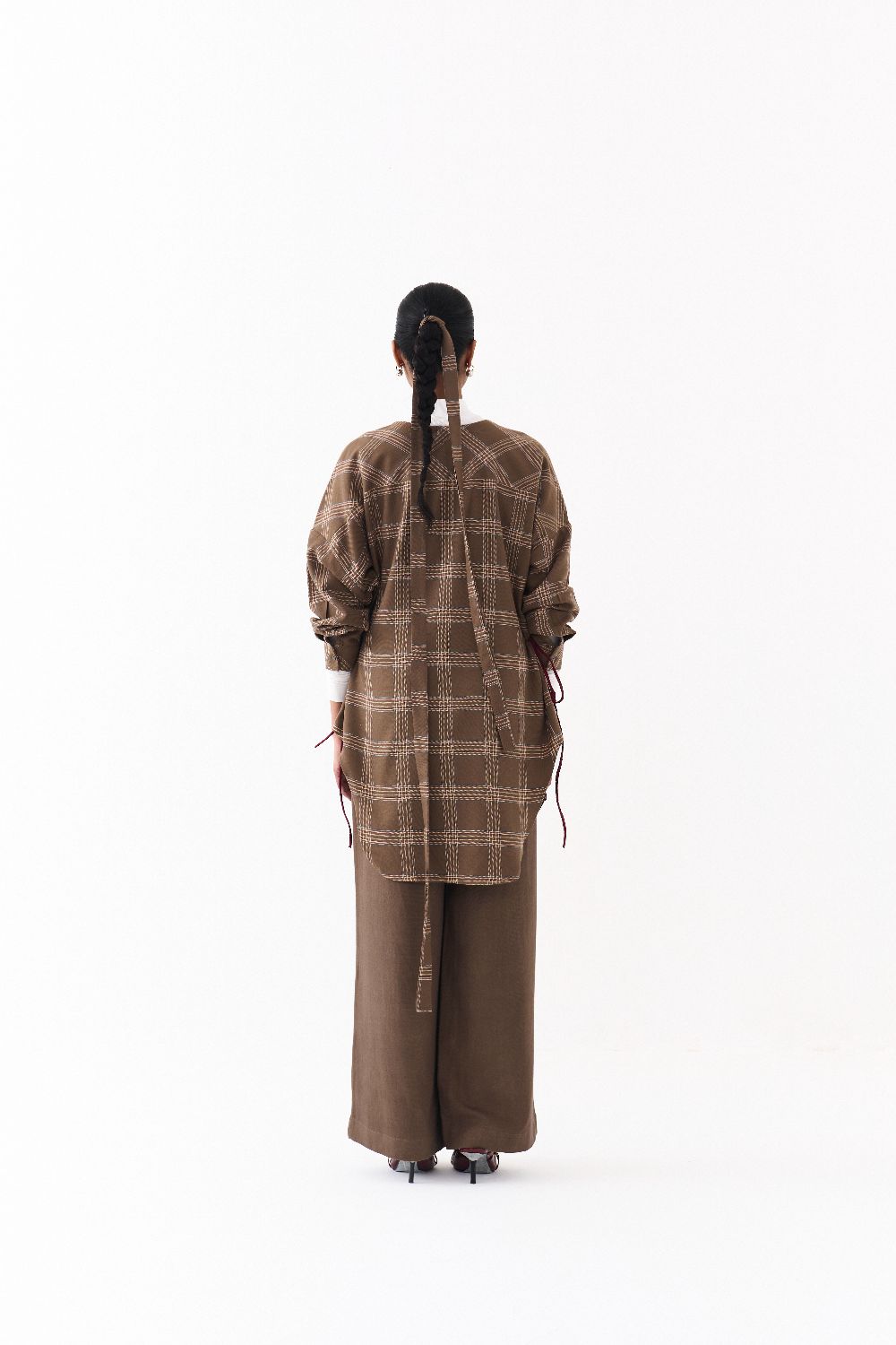 SIDE DRAWSTRING SHIRT -CEDAR CHECK