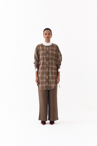 DRAWSTRING SHIRT CO ORD (SET OF 2)-CEDAR