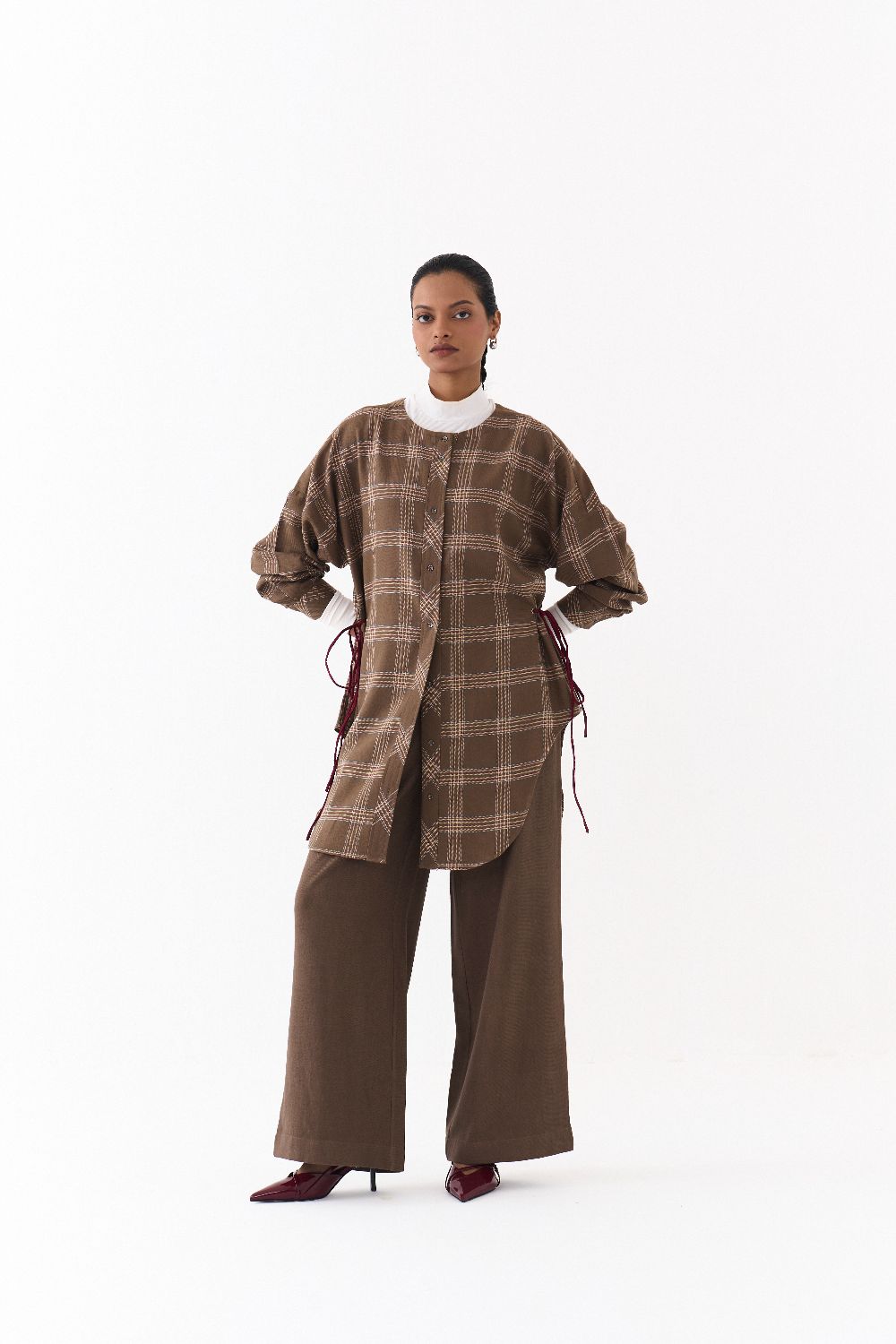 DRAWSTRING SHIRT CO ORD (SET OF 2)-CEDAR