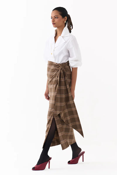 TWIST SKIRT CO ORD (SET OF 2)-CEDAR & WHITE