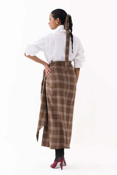 TWIST SKIRT CO ORD (SET OF 2)-CEDAR & WHITE