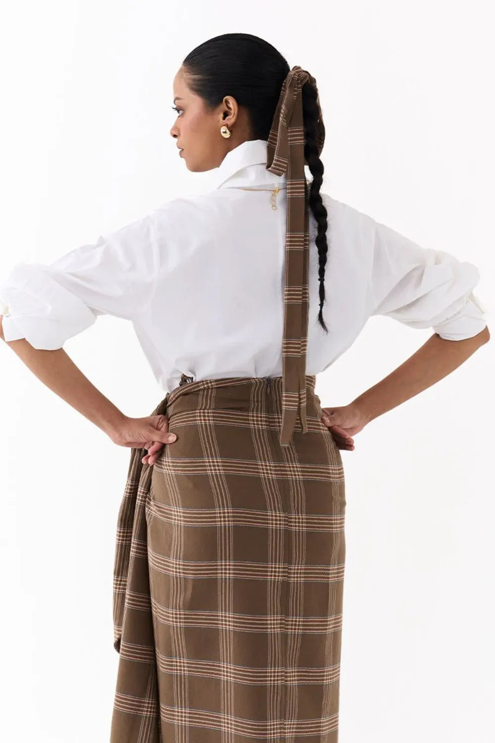 TWIST SKIRT CO ORD (SET OF 2)-CEDAR & WHITE