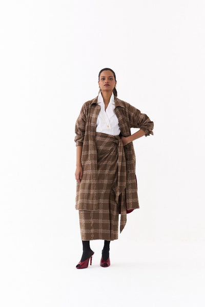 U-HEM JACKET-CEDAR CHECK + MADDER RED