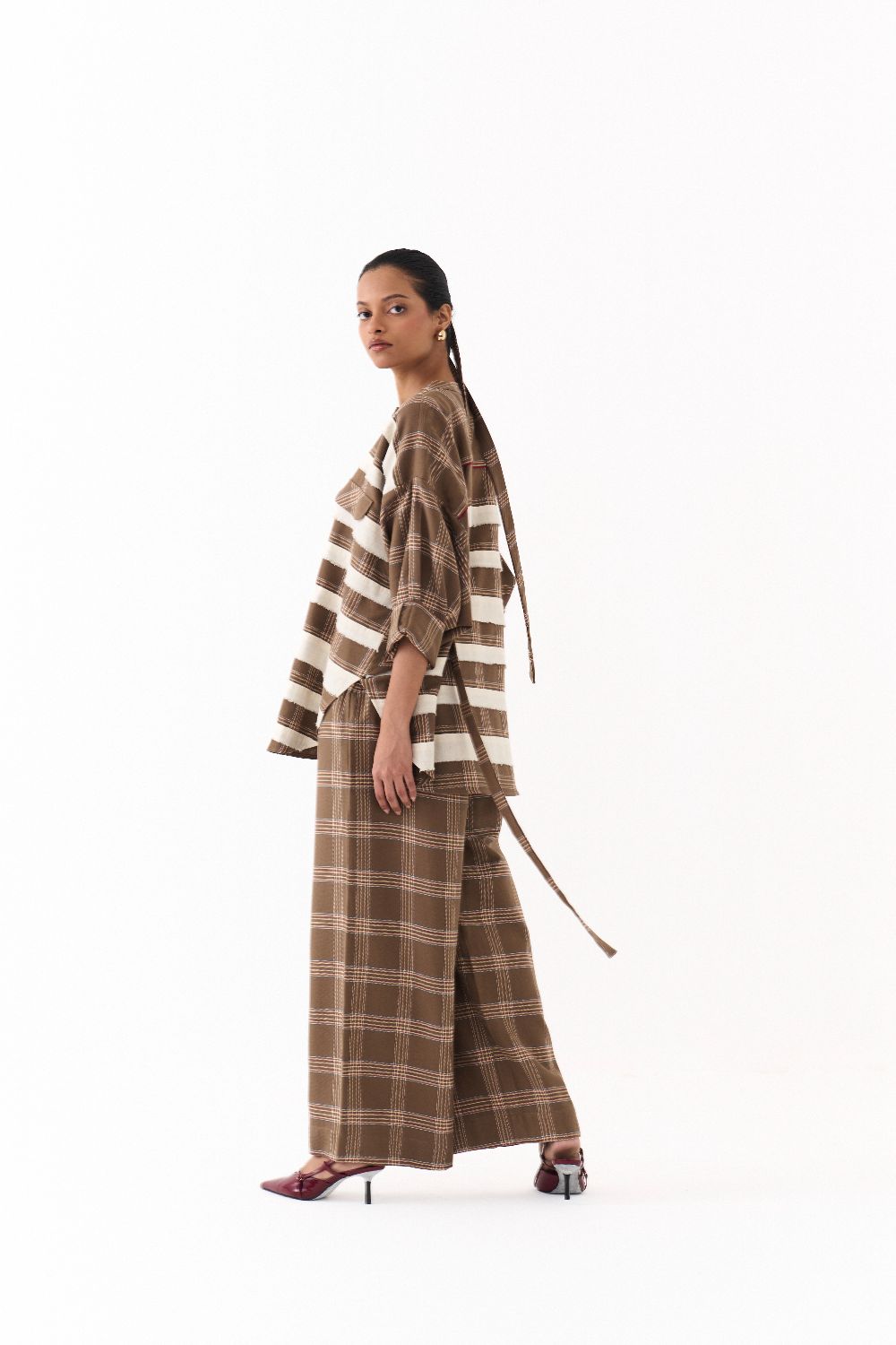 BAT SLEEVE SHIRT-CEDAR CHECK