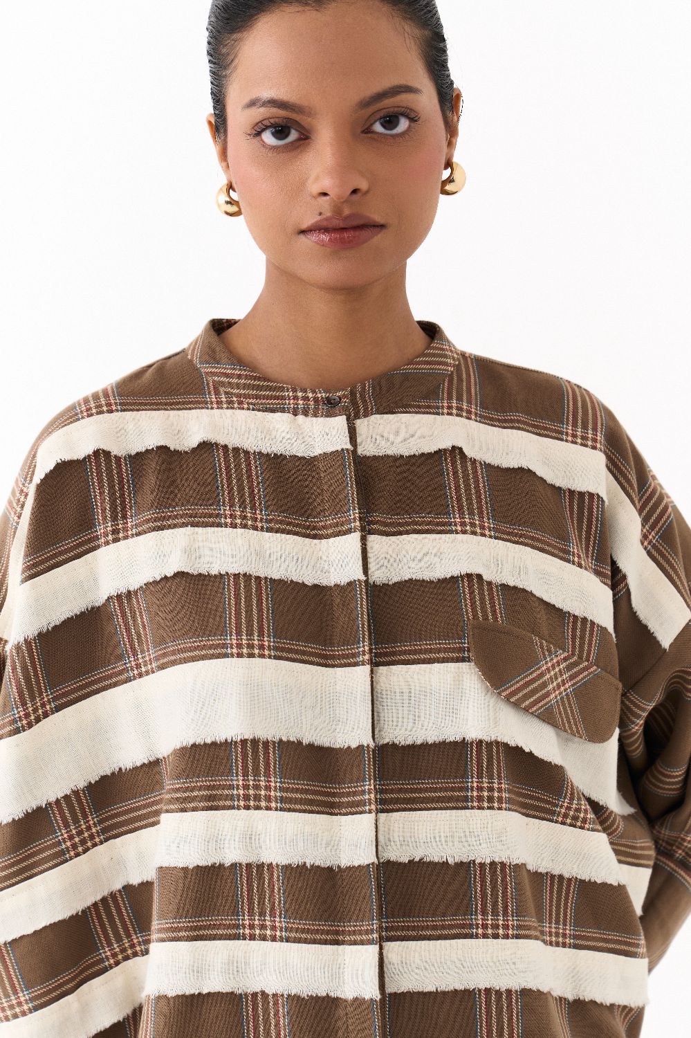 BAT SLEEVE SHIRT-CEDAR CHECK