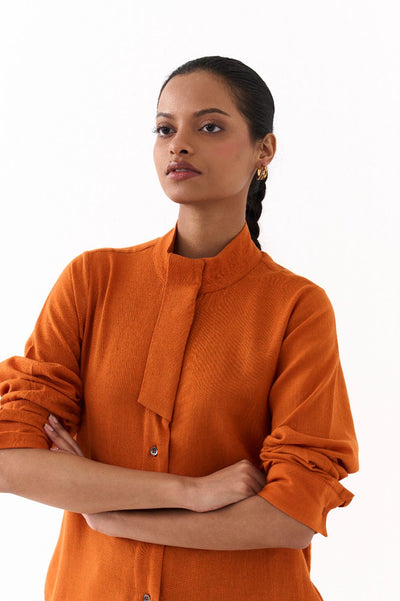 FLAP PLACKET TUNIC CO ORD (SET OF 2)-RUST