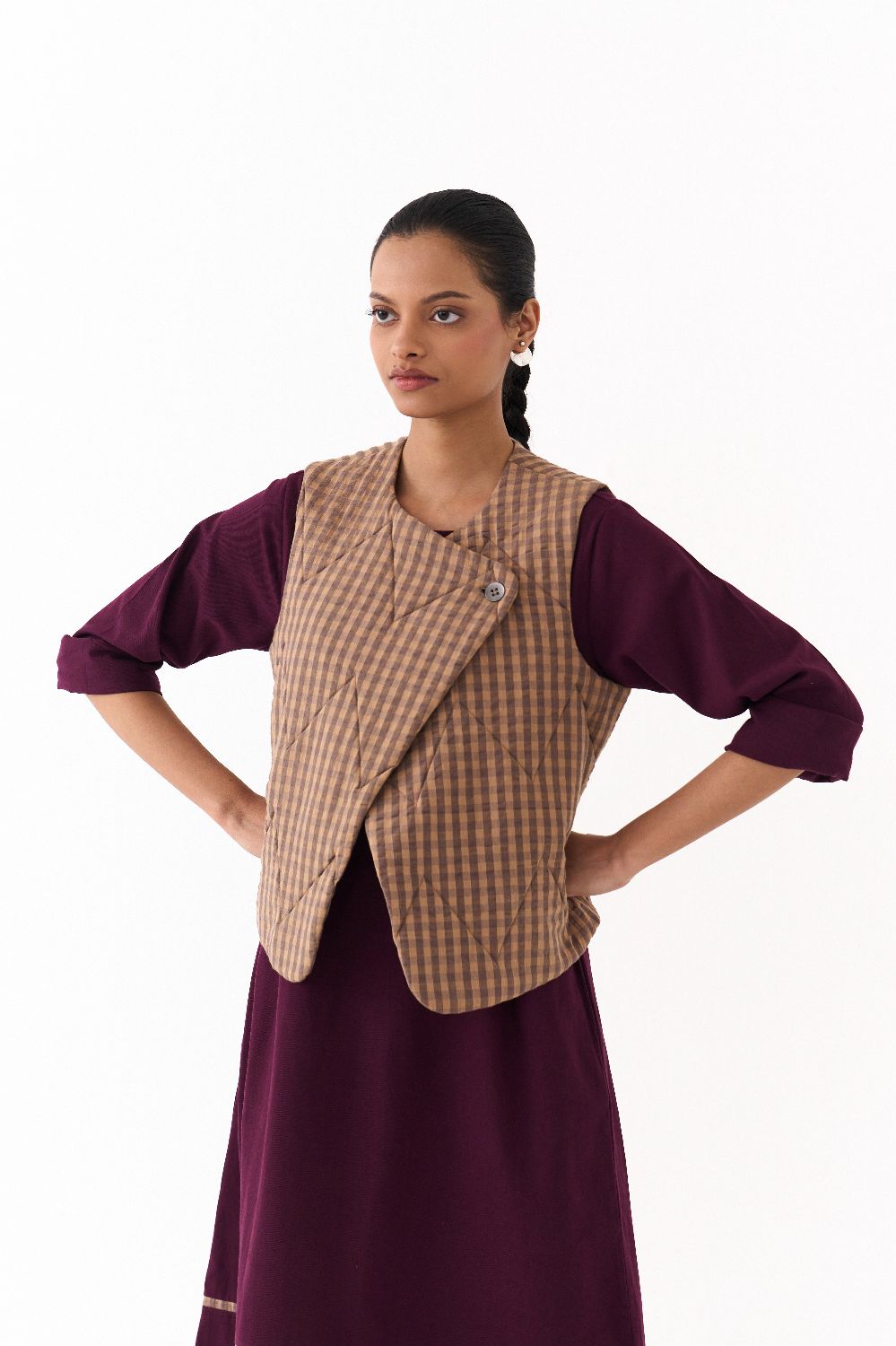 QUILTED VEST-CARAMEL